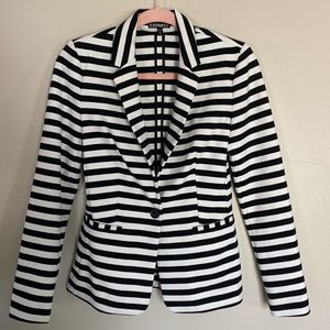Express White & Black Striped Knit Blazer - XS